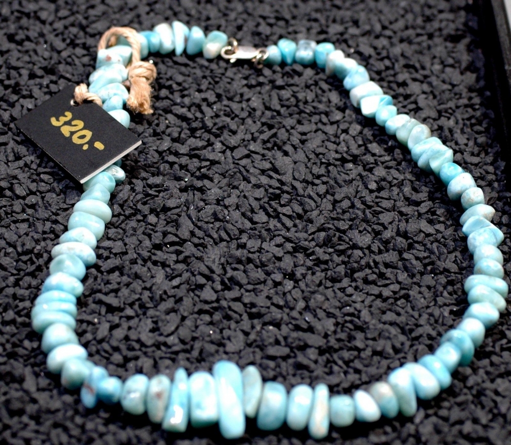 Larimar-Kette mit Karabinerverschluss